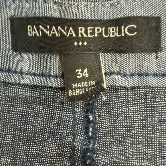 Banana Republic Men’s 34 Gray Linen Cotton Shorts 10" Inseam Summer Casual - Picture 5 of 7